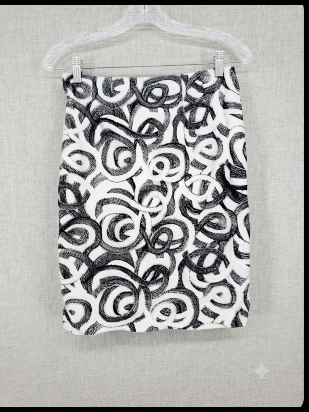 ECCOCI Black & White Abstract Graphic Print Pencil Skirt Sz 2